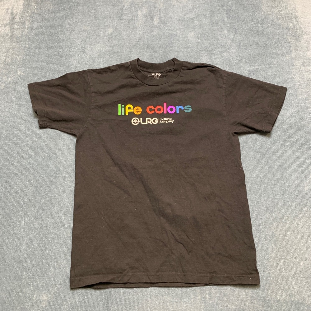 Lifted Research Group T-Shirt Men Medium Black LRG Life Colors Graphic Crew Neck